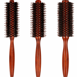 3 stycken vildsvinsborste rund borste rund hårborste med trähandtag Quiff roller borste för kvinnor och flickor (10/12/ 14 rader)