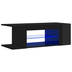 vidaXL TV-bänk med LED-belysning svart högglans 90x39x30 cm Svart