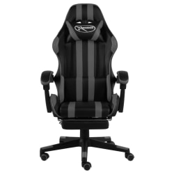 vidaXL Gamingstol med fotstöd svart och grå konstläder grå