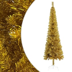 vidaXL Smal plastgran med LED och julgranskulor guld 240 cm Guld