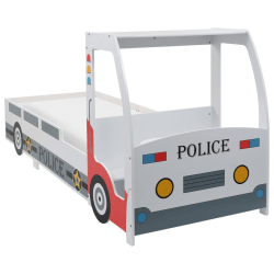 vidaXL Barnsäng polisbil med skrivbord 90x200 cm multifärg