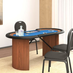 vidaXL Pokerbord med markerhållare 10 spelare 160x80x75 cm blå Blå