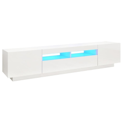 vidaXL TV-bänk med LED-belysning vit högglans 200x35x40 cm Vit