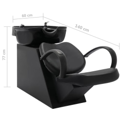 vidaXL Schamponeringsstol med handfat svart konstläder Svart