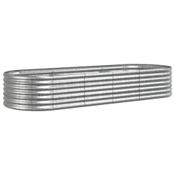 vidaXL Odlingslåda pulverlackerat stål 224x80x36 cm silver Silver