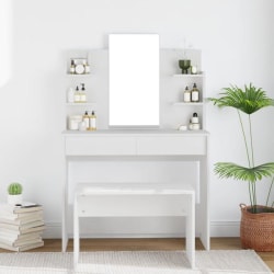 vidaXL Sminkbord med spegel vit 96x40x142 cm Vit