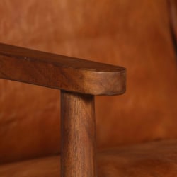 vidaXL 2-sitssoffa i äkta läder med akaciaträ brun Brun