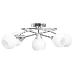 vidaXL Taklampa med keramikskärmar för 5 E14-lampor vit klot Vit