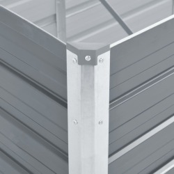 vidaXL Odlingslåda upphöjd galvaniserat stål 129x129x77 cm grå grå