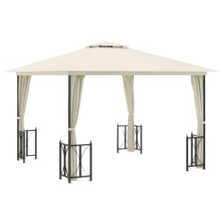 vidaXL Paviljong med draperier och dubbelt tak 3x3 m gräddvit Creme
