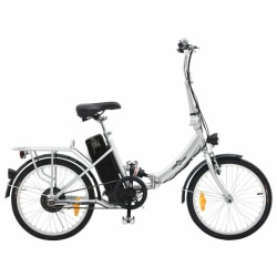 vidaXL Ihopfällbar elektrisk cykel med litium-jon batteri och al Silver