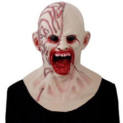 Zombie Mask Hoveddæksel Halloween Åben Mund Vampyr Cosplay Bloody Horror Mask Fest Kostume Rekvisitter