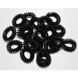 3-pack hårsnodd telefonsladd spiral fashion hair ring (svart) S