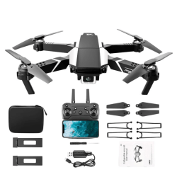 EKASN Drone S62 hopfällbar 4K Wifi Dual Camera FPV 360°Flips med 2 batterier Automatisk start/landning -Svart