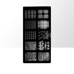 Stämpelplatta - Nageldekorationer - DN022 - Rektangel Metall utseende