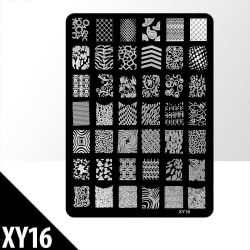 Stämpelplatta - Nageldekorationer - XY16 - Rektangel Metall utseende
