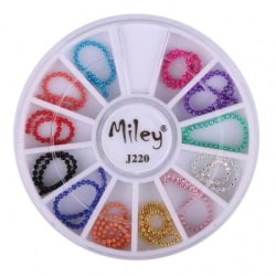 Rundel - Miley - J220 - Nageldekorationer - 12 kulörer multifärg