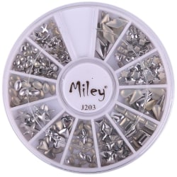 Rundel - Miley - J203 - Nageldekorationer - Ca: 600 st Silver