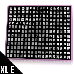 Stämpelplatta - Nageldekorationer - XL-E - Rektangel Metall utseende