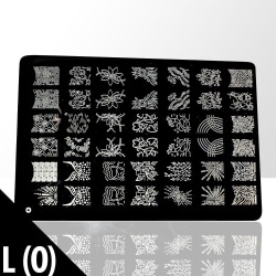 Stämpelplatta - Nageldekorationer - L(O) - Rektangel Metall utseende