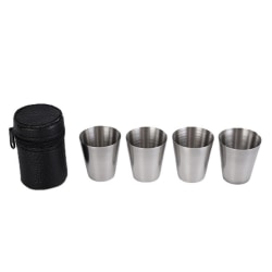 4st Mini Portable Travel Cup Sets Vinmugg i rostfritt stål