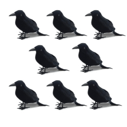8st Halloween Black Crow Model Simulering Fake Bird Toys