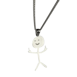 Funny Doodle Necklace,Smile Pendant Necklace For Friends silver
