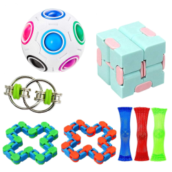 8 st Fidget Toys Pack Sensory Pop it Stress Ball, Party Gift flerfärgad 8