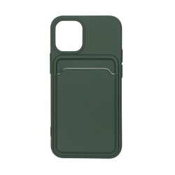 iPhone 13 Mini Silikonskal med Korthållare - Militärgrön Grön
