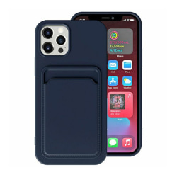 iPhone 15 Ultra Mobilskal Silikon med Korthållare - Blå Blue
