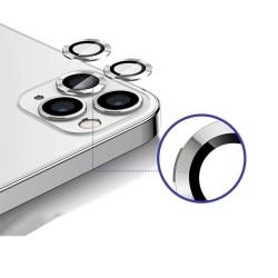 iPhone 12 Pro Max Lins/Kameraskydd Med Metallram - Silver (3-pac Silver