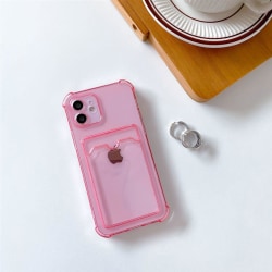 iPhone 12 Stöttåligt Skal med Korthållare - Rosa Rosa