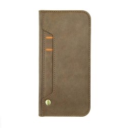 Flip Stand Nahkainen lompakkokorttikotelo Harmaa Ruskea iPhone X Grey