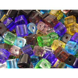 100st Cubic Glaspärlor 4-5mm - Blandade Färger flerfärgad