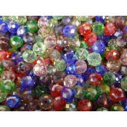 100st Facetterade Glaspärlor 6mm - Blandade Färger flerfärgad