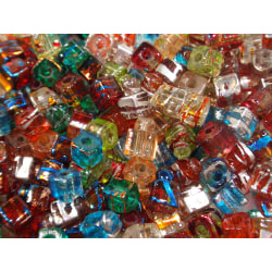 100st Glaspärlor 4mm Kvadrater - Blandade Färger flerfärgad 4 mm