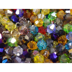 100st Kristallpärlor Biconer 4mm AB - Blandade Färger flerfärgad