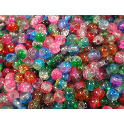 100st Crackle Glaspärlor 4mm- Blandade Färger flerfärgad 4 mm