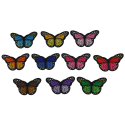 10st Tygmärken - Fjärilar - Storlek 8cm - Olika Färger flerfärgad