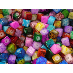 50st Glaspärlor Kvadrater 4mm Blandade Färger flerfärgad 4 mm