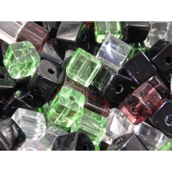 60st Cubic Glaspärlor 6mm - Blandade Färger flerfärgad 6 mm