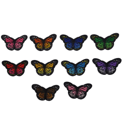 10st Tygmärken - Fjärilar- Storlek 4,5cm - Olika Färger flerfärgad