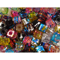 100st Glaspärlor 4mm Kvadrater - Blandade Färger flerfärgad 4 mm