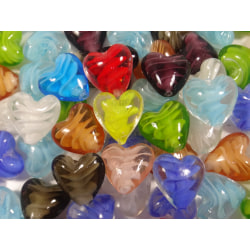 33st Glaspärlor Hjärtan Lampwork 19-20mm Blandade Färger flerfärgad