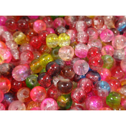100st Crackle Glaspärlor 4mm- Blandade Färger flerfärgad 4 mm