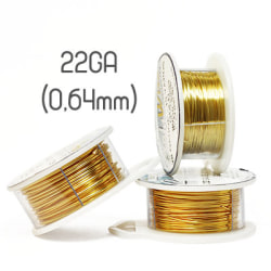 Non-tarnish gold wire, 22GA (0,64mm grov), guld/ljusguld nyans