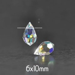 Preciosa drop pendants, 6x10mm, Crystal AB, 4st