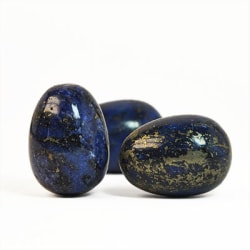 Stenägg utan hål, naturlig lapis lazuli med pyrit, 18x25mm, 1st blå