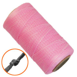 Vaxad, platt polyestertråd, 1x0.3mm, rosa, 10m rosa