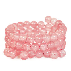 Imitationskvarts, 8mm krackelerade runda pärlor, rosa, 40g (ca 5 rosa